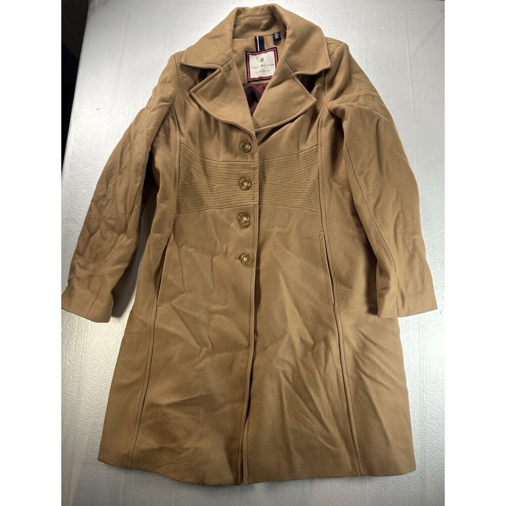Tommy Hilfiger Coat Women's Petite Large Wool Blend Jacket 4‎ Button Pea Coat
